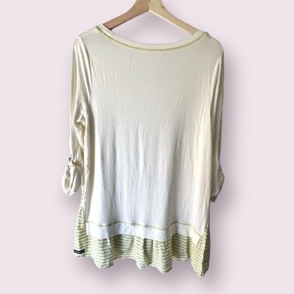 Matilda Jane White & Citron Yellow Ventriloquist Top Stripes Tunic Top Size M - Picture 3 of 8